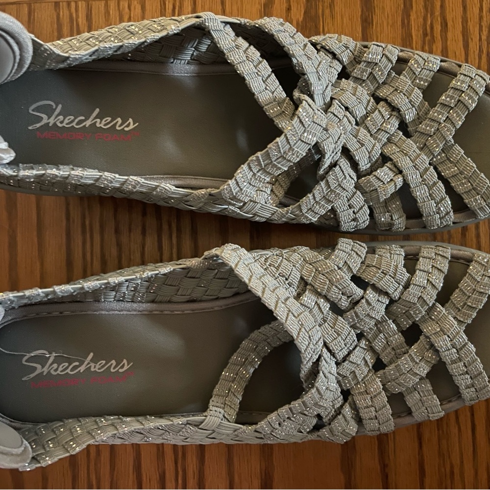 Silver sparkly, sketcher, wedge shoes